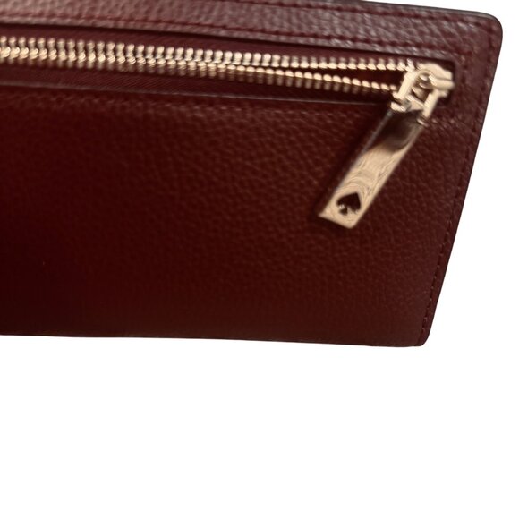 Kate Spade Madison Deep burgundy Saffiano Leather Slim Bifold Snap Wallet - Picture 11 of 11
